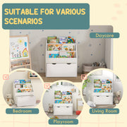 Kids Bookcase with Shelves and Drawer for Bedroom or Playroom Storage White AOSOM