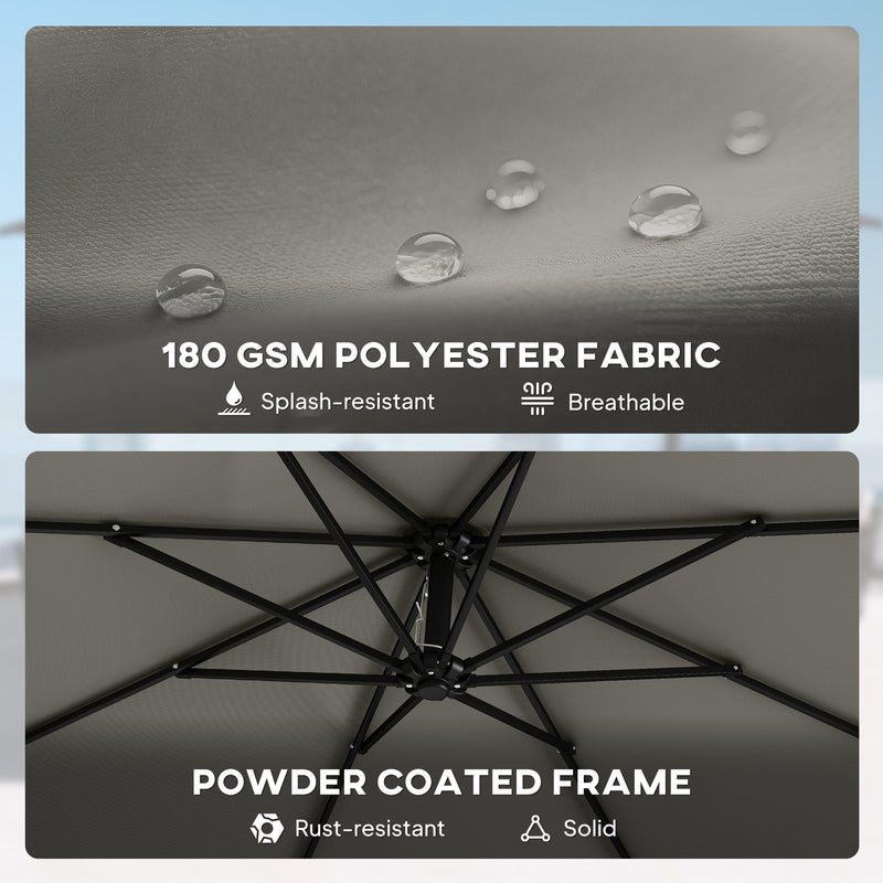 3m Cantilever Garden Umbrella with Weighted Base 360 Degree Rotation for Flexible Patio Shade, Grey