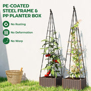 Raised Garden Planter Box with Trellis Self Watering and Drainage for Outdoor Use Grey AOSOM