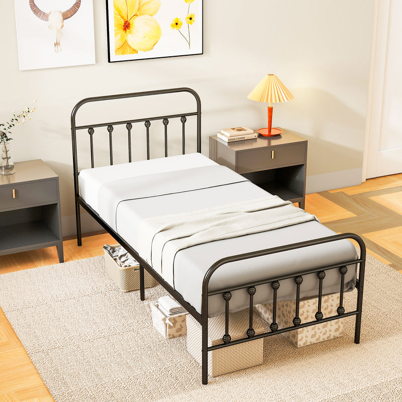 Single Metal Bed Frame with Strong Support Ideal for Guest or Spare Room Use Black