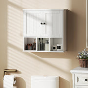 Wall Mounted Bathroom Cabinet With Adjustable Shelf And Open Storage Compartments White
