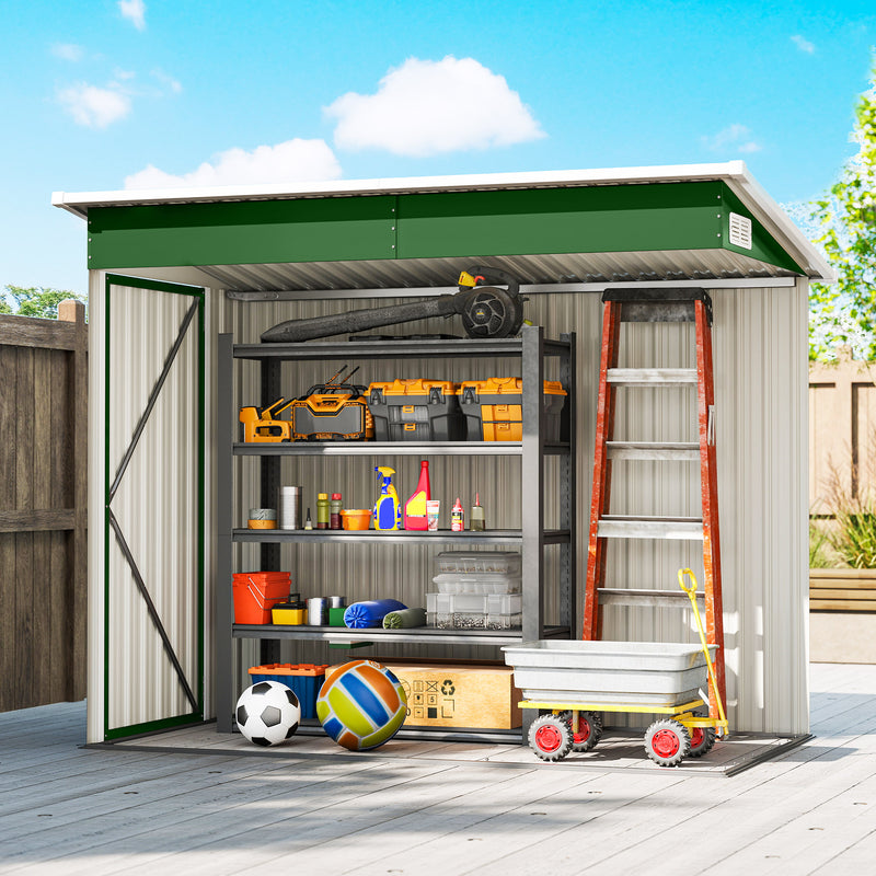Metal Garden Storage Shed for Bikes and Tools with Lockable Doors Weatherproof Green Outsunny
