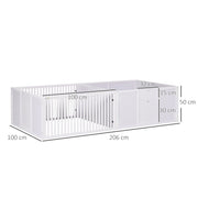 7 Panel Puppy Playpen with 3 Doors and Two Room Whelping Box for Indoor Use White