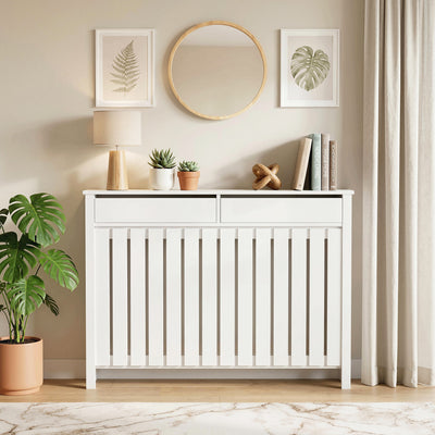 Radiator Cover with Drawers for Safe Heating and Extra Hallway Storage White Homcom