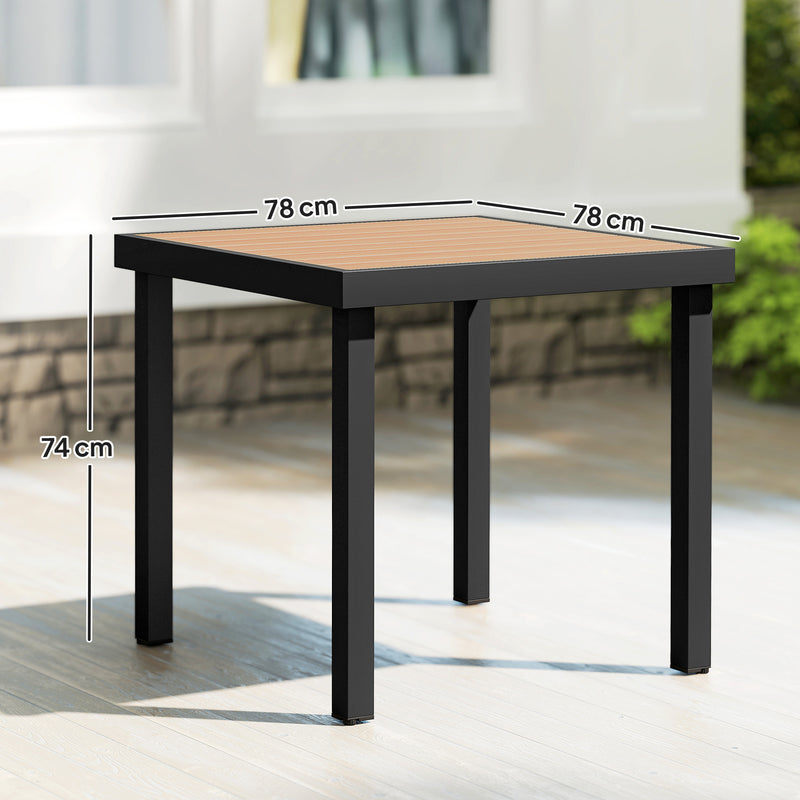 Square Garden Dining Table for 4 with Durable Aluminium Legs Ideal for Outdoors Natural Wood Outsunny