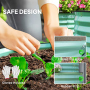 Two Tier Galvanised Steel Garden Planter Dark Green by Outsunny