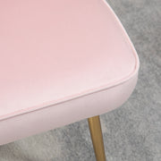 Set of 2 Velvet Shell Dining Chairs with Gold Legs for Kitchen or Lounge Pink