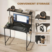 Computer Desk with Shelves and Cup Holder for Small Spaces Black AOSOM