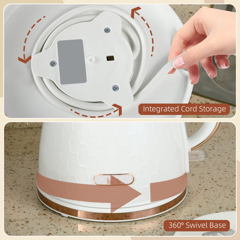Cream 3kW Fast Boil Honeycomb Cordless  Kettle Fast Heating Lightweight Design by HOMCOM
