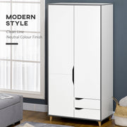 3 Piece Bedroom Furniture Set with Wardrobe and Chest of Drawers for Storage Grey and White AOSOM