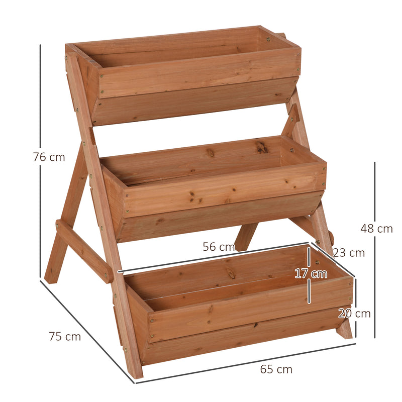 3 Tier Wooden Raised Garden Bed Kit For Growing Vegetables Herbs And Flowers Outdoors