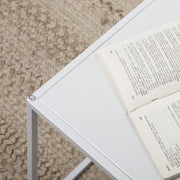 White Modern Nesting Coffee Tables Set of 2 with Steel Frame for Living Room