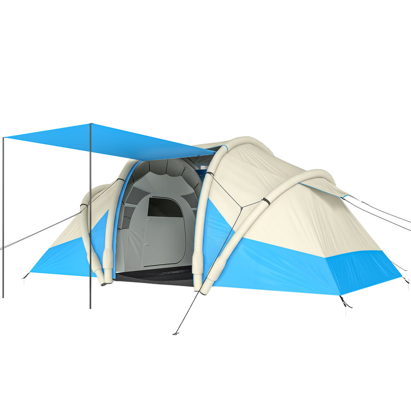 Inflatable Family Camping Tent with Quick 5 Minute Setup and Two Private Bedrooms Sky Blue