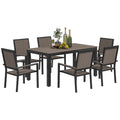 6 Seater Garden Dining Set with Stackable Chairs Aluminium Frame Brown by Outsunny