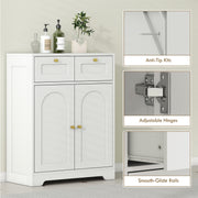 Bathroom Floor Cabinet with 2 Storage Drawers Ideal for Towels and Toiletries White