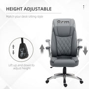 Dark Grey Faux Leather Executive Swivel Office Chair With Padded Arms by Vinsetto