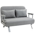Light Grey Two Seater Click Clack Sofa Bed with Padded Cushions by HOMCOM