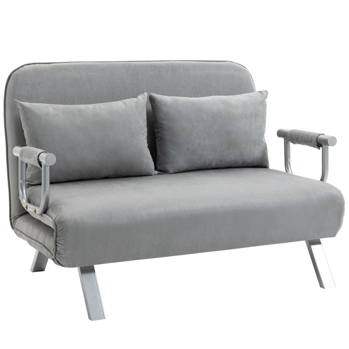 Buy HOMCOM Light Grey 2 Seater Sofa Bed With Cushions | Opal Retail