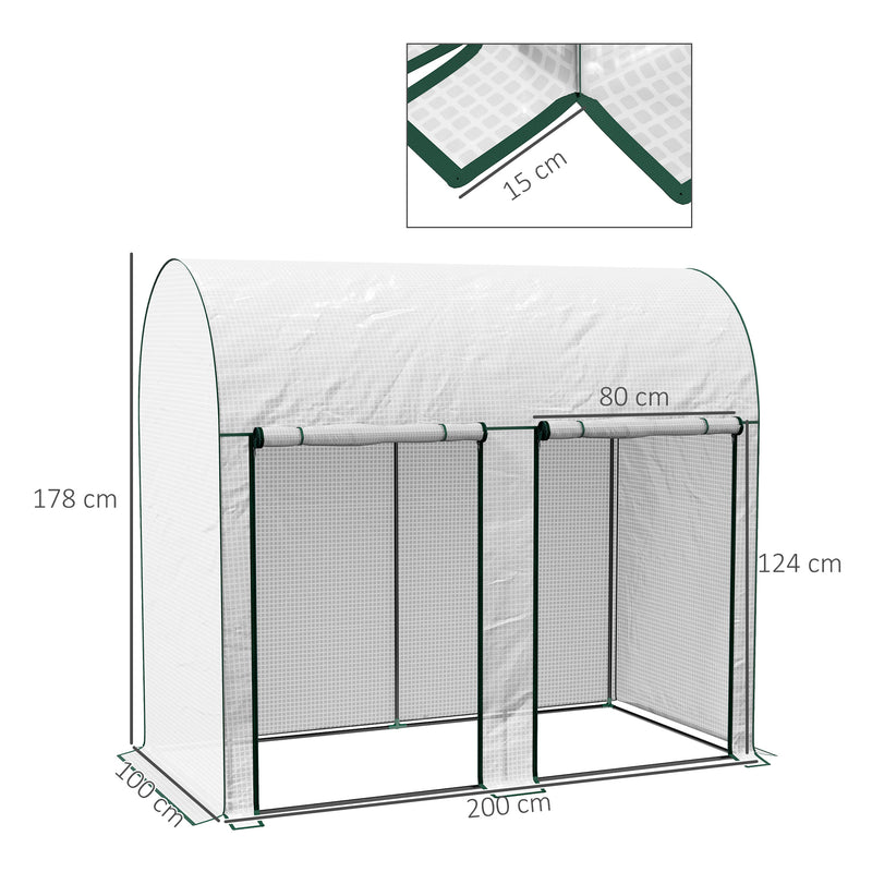 Walk In Garden Greenhouse With Zipped Doors For Plant Protection 200 x 100cm White
