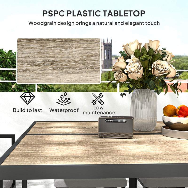 Nine Piece Garden Dining Set with Steel Frame in Grey by Outsunny