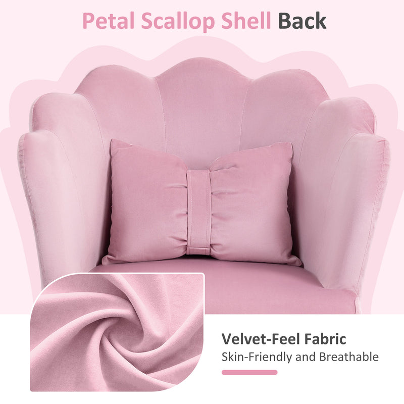 Pink Velvet Feel Petal Back Swivel Office Chair With Cushion and Adjustable Height by HOMCOM