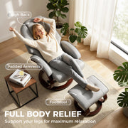 Recliner Chair and Footstool for Full Body Relaxation with Swivel Base Grey Homcom