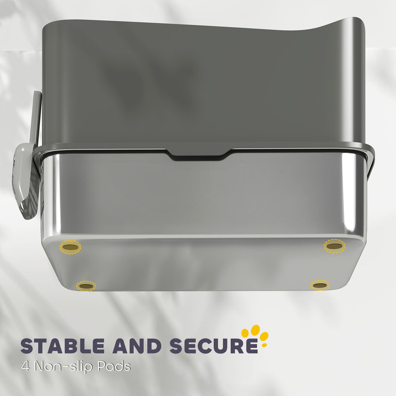 Extra Large Enclosed Stainless Steel Cat Litter Box With Scoop And Top Entry Design