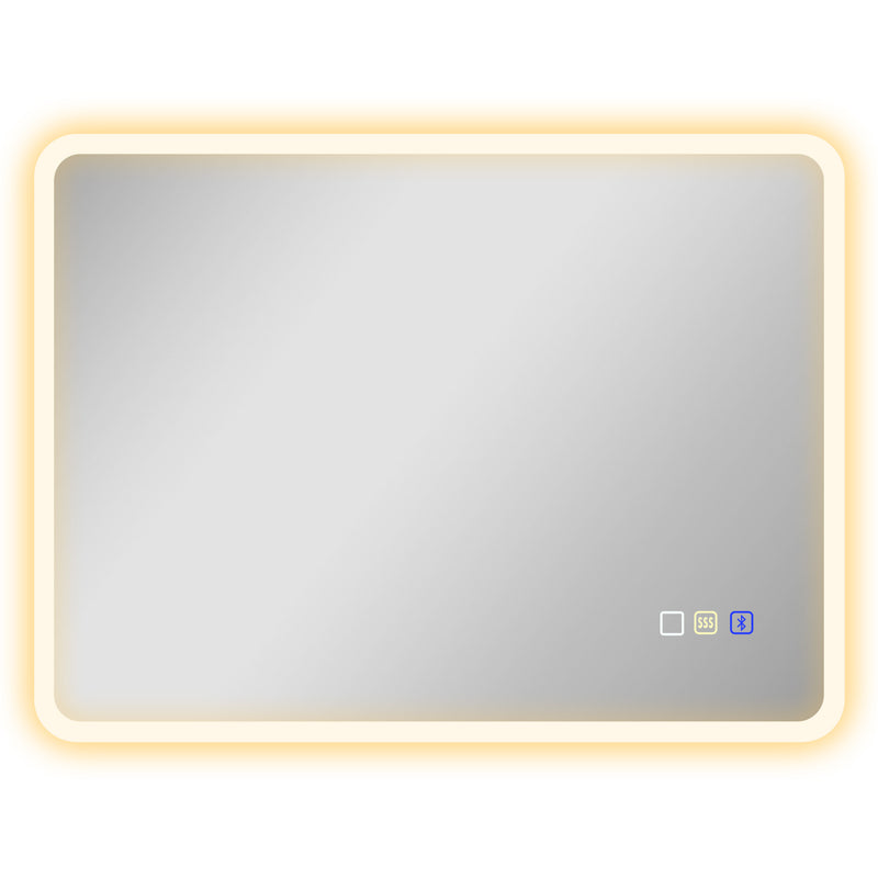 Backlit LED Bathroom Mirror 60 x 80 cm with Bluetooth and Demister in Silver Tone