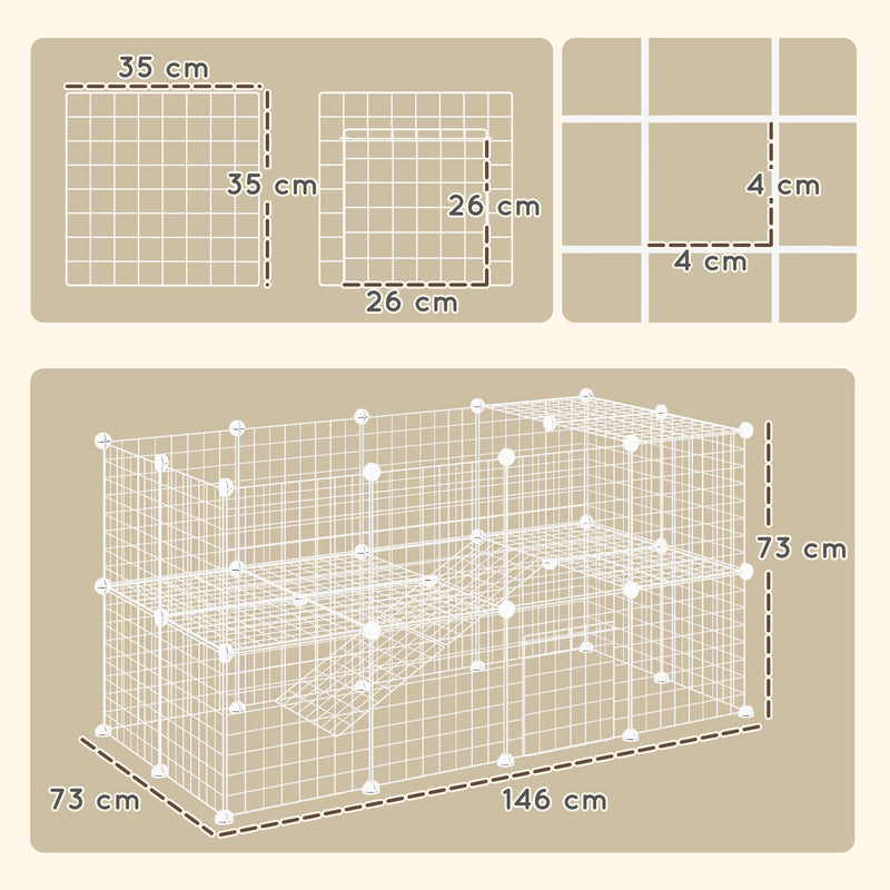 36 Panel Pet Playpen Metal Wire Fence for Small Animals Indoor and Outdoor Use White