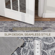 Large Vintage Area Rug for Living Room or Bedroom with Non Slip Backing Washable Grey