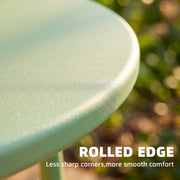 Small Round Garden Side Table with Sturdy Metal Frame and Adjustable Feet for Stable Outdoor Use Green Outsunny