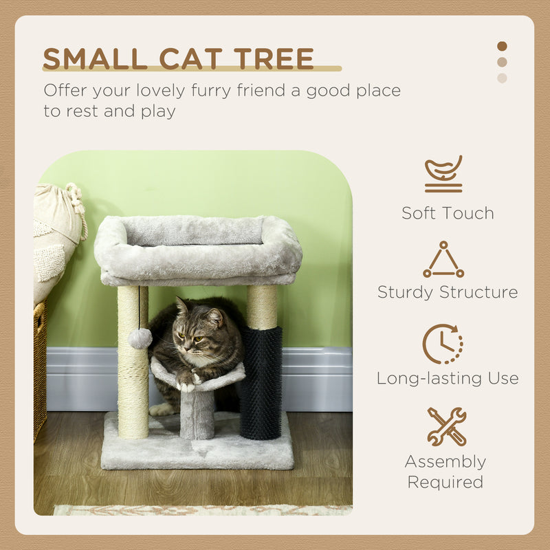 Cat Tree Tower With Scratching Posts Bed Perch Self Groomer And Toy For Indoor Cats Grey