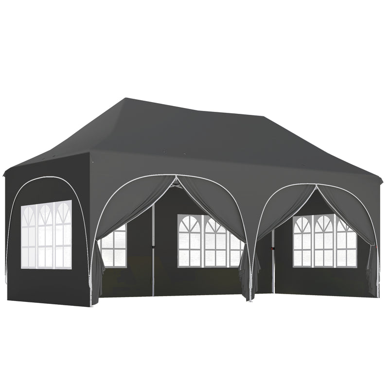 Pop Up Gazebo for Garden Parties with Removable Sidewalls and Sun Protection Dark Grey