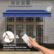 Blue 3 x 2.5m Electric Retractable Awning with LED Light and Remote Control by Outsunny