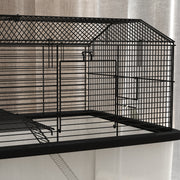 Two Tier Hamster Cage with Wheels Deep Base and Accessories for Small Pets, Grey