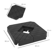 Black Heavy Duty Cantilever Parasol Base Weights Set of 4 Holds 80kg Sand or 60kg Water