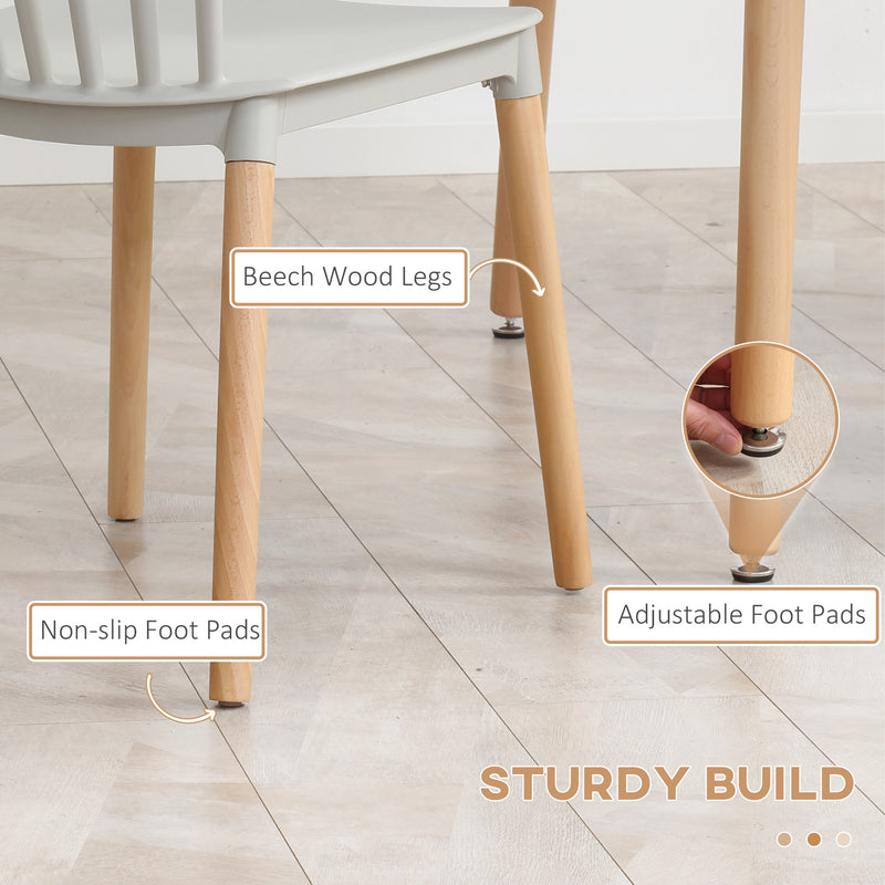 5 Piece Dining Table Set with Space Saving Design and Wood Legs for Small Kitchens Grey