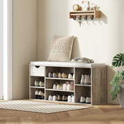 Grey Shoe Storage Bench With Cushioned Seat Ideal For Hallway Or Bedroom Organisation