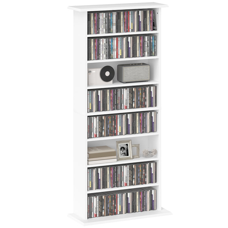 White Media Storage Cabinet Holds 360 CDs 185 DVDs or Blu-rays by Homcom