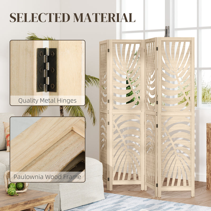 Folding Room Divider with Detachable Panels for Instant Privacy Natural Wood Finish
