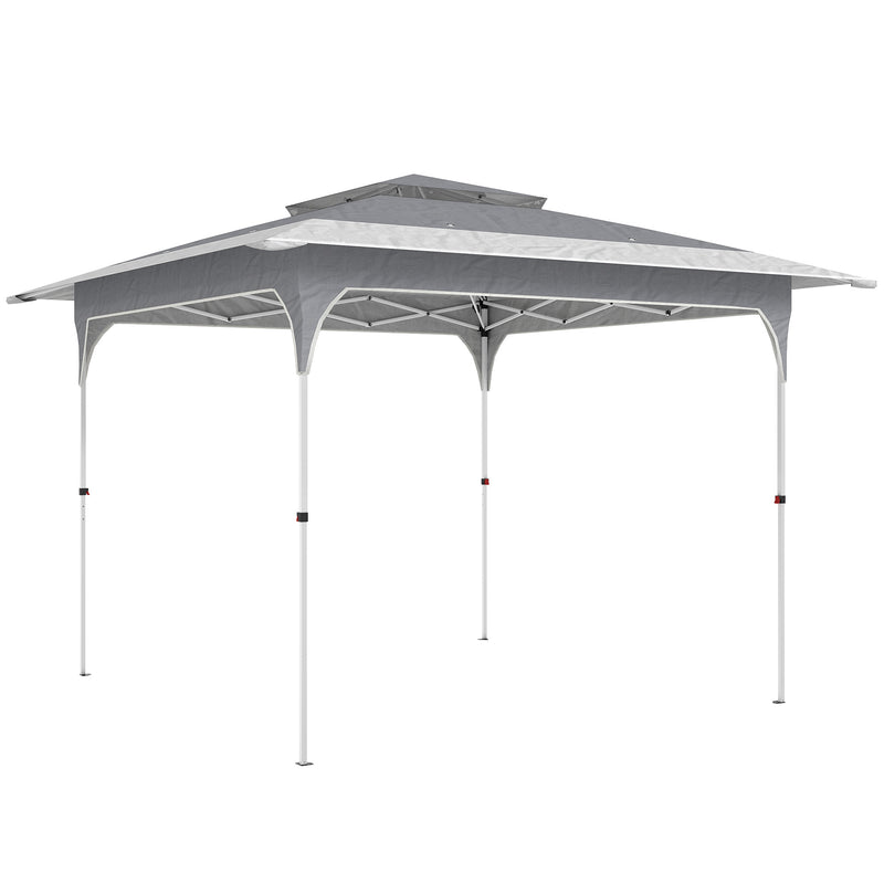 Pop Up Garden Gazebo with Double Tier Roof for Sun Protection and Easy Setup Dark Grey