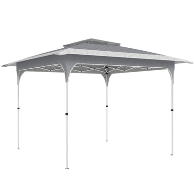 Pop Up Garden Gazebo with Double Tier Roof for Sun Protection and Easy Setup Dark Grey Outsunny