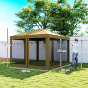 Khaki 3 x 3m Pop Up Gazebo with Mesh Sidewalls and Carry Bag for Garden Patio by Outsunny