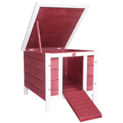 Wooden Rabbit Hutch with Run for Outdoor or Indoor Use Easy Access Design Red