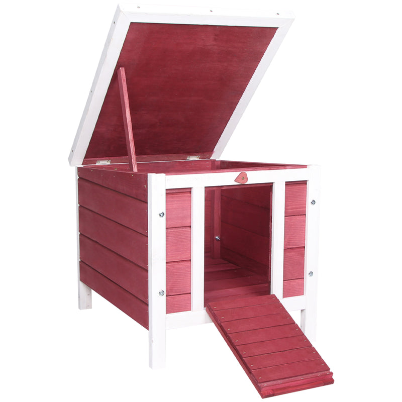 Wooden Rabbit Hutch with Run for Outdoor or Indoor Use Easy Access Design Red