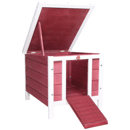 Wooden Rabbit Hutch with Run for Outdoor or Indoor Use Easy Access Design Red