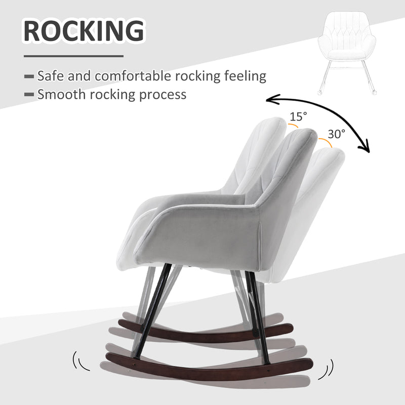 Rocking Armchair with Steel Frame and Padded Seat for Lounge or Office Use Grey and Black