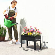 Raised Metal Garden Planter for Easy Standing Gardening on Balconies and Patios Black AOSOM