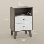 Industrial Style Bedside Table with Drawer and Open Shelf Ideal for Bedroom Storage Grey