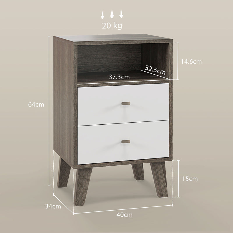Industrial Style Bedside Table with Drawer and Open Shelf Ideal for Bedroom Storage Grey